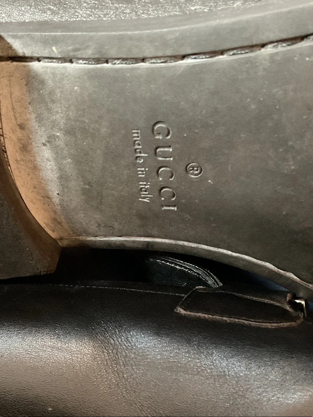 Gucci Black Leather Silver Bit Slip-On Loafers